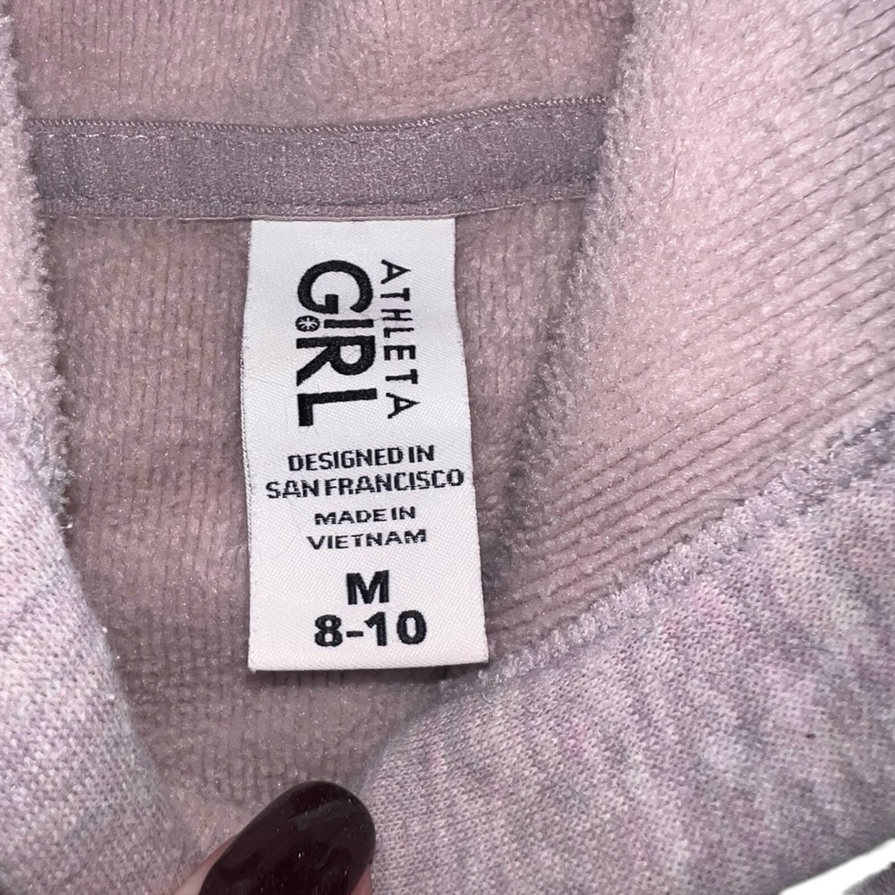 EUC Athleta Girl Crazy Cozy Chill Hoodie Heather Pink Lavender Medium 8-10 Comfy - Picture 10 of 10